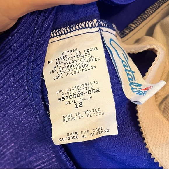 Vintage 90s Catalina royal blue ribbed one piece swimsuit low back 12 - Picture 14 of 15